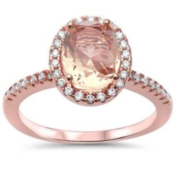 Jewelry - SALE SS Rose Gold Plated Halo Morganite